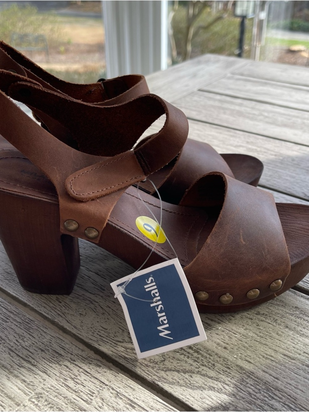 Mila Paoli Women's Brown Leather Platform Sandal Heels Womens Size 9 NWT - Picture 6 of 10